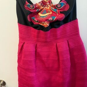 New York & Company Strapless Dress - Black and Pink